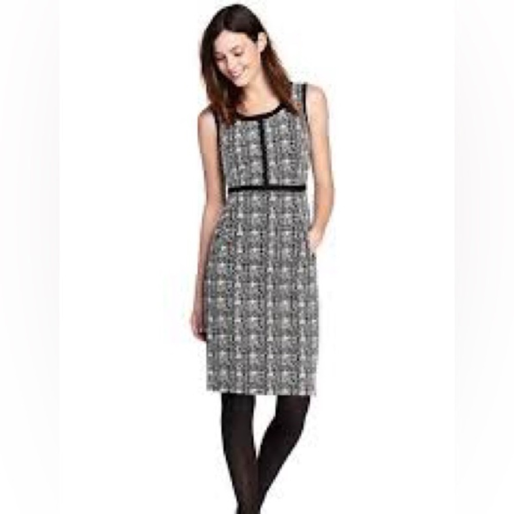 Lands’ End Black & White Sleeveless Fit & Flare Dress Size 4P